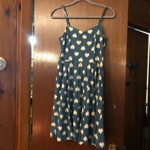 Blue and white heart print fit and flare dress